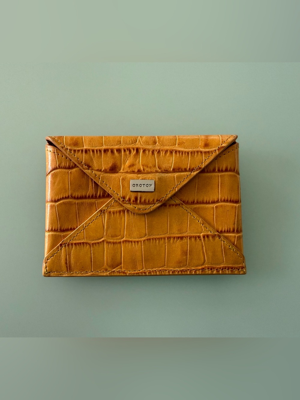 Oroton Croc-Embossed Envelope Card Wallet